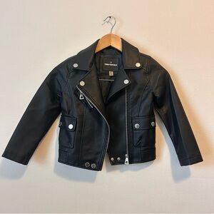 Urban Republic 5/6 Girls Black Faux Leather Kids Jacket